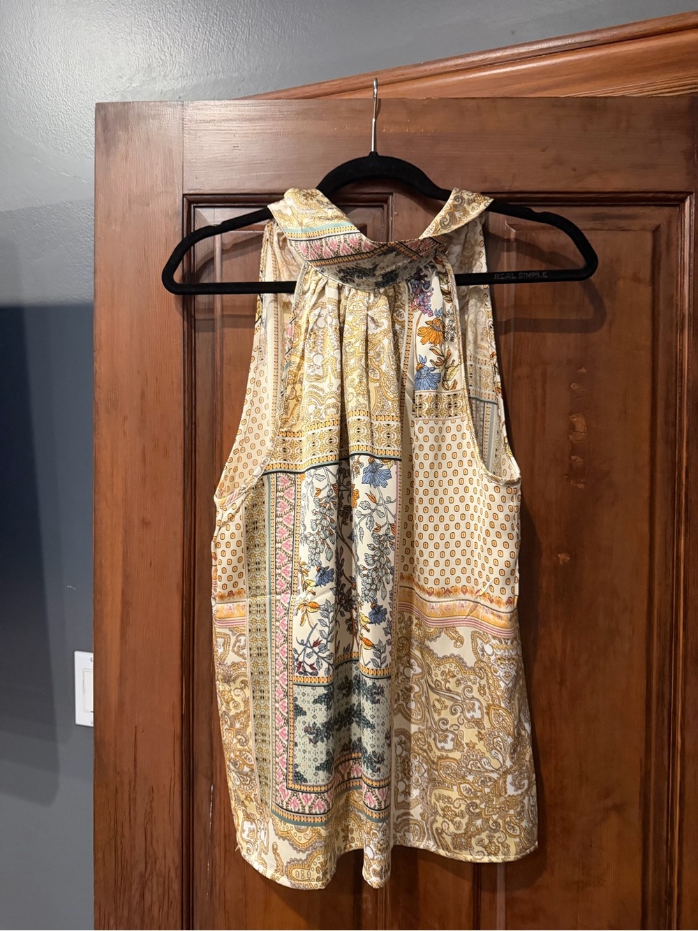 Joie Girls' Boho Patchwork Halter Dress in Cream, Gold and Blue